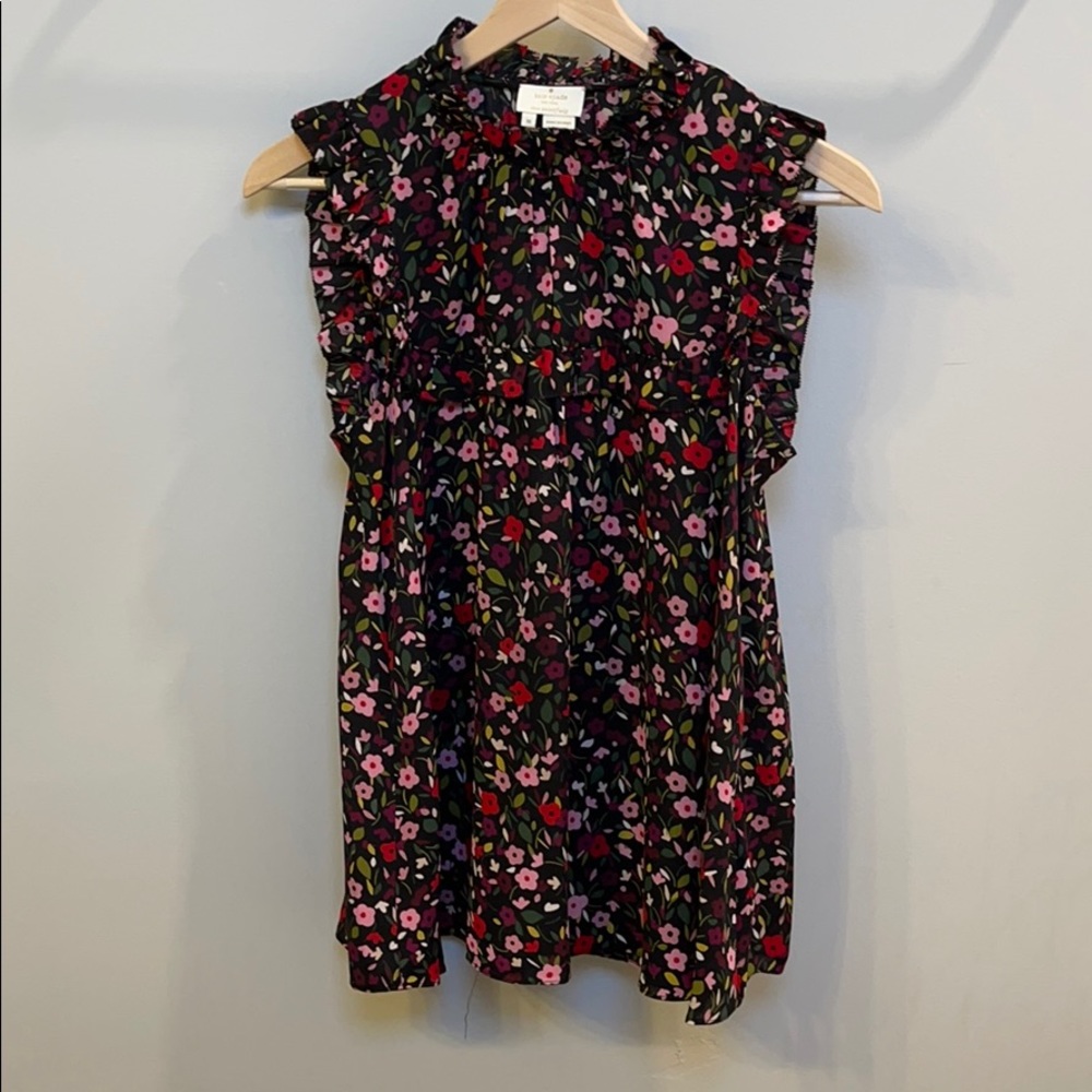 Kate Spade Boho Floral Ruffle Yoke Top